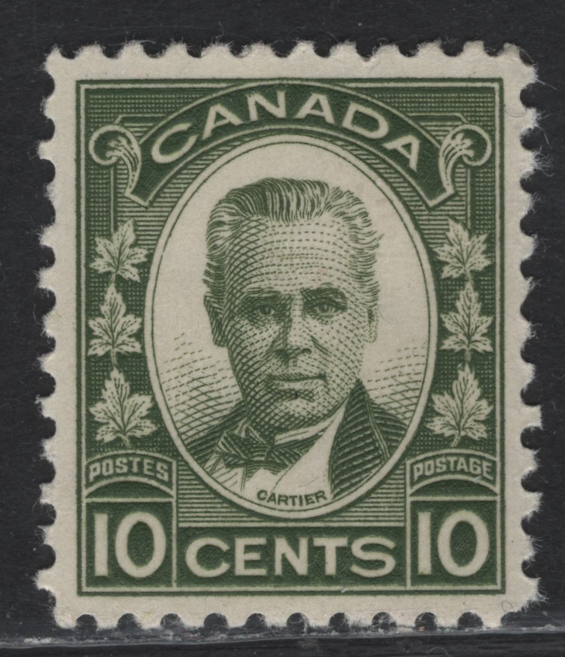 Canada #190 10c Olive Green George-Etienne Cartier, 1931 George-Etienne Cartier Issue, A VFOG Single, Paper BABN-CC, Perf 10.8