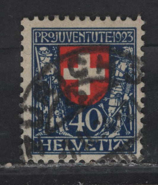 Lot 26A Switzerland SC#B28 40c Blue & Red Cross, 1923 Semi Postal Issue, A Fine Used Single, Contemporary Cancel, Small Corner Crease At LR