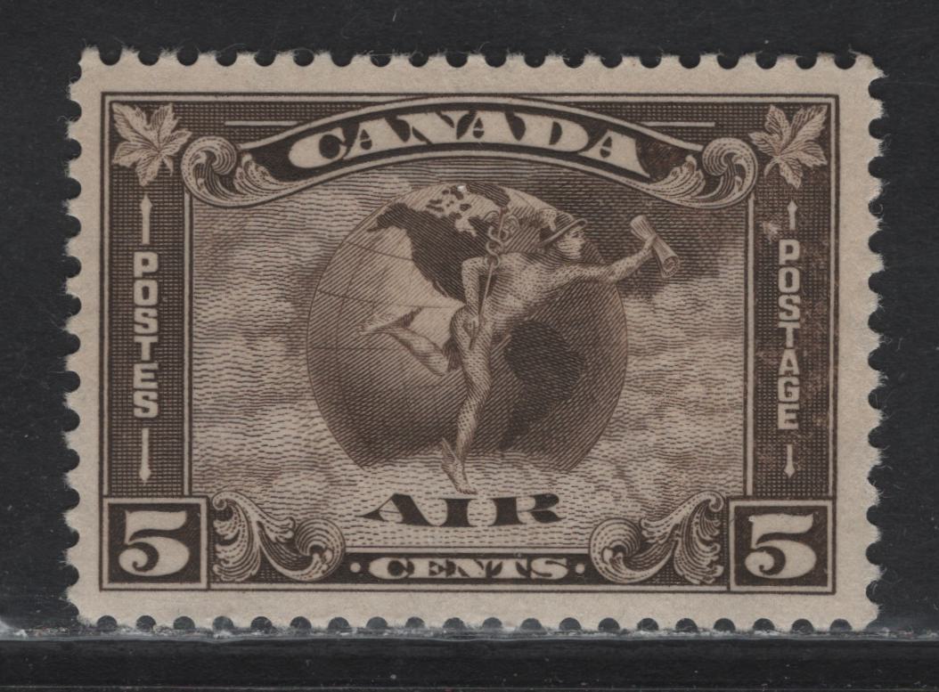 Lot 278 Canada (C) #C2 5c Deep Yellowish Olive Brown Mercury With Scroll, 1930 Airmail Issue, A VFOG Single, Paper BABN-V, Perf 10.8
