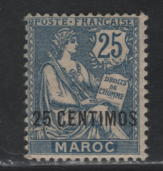 Lot 4 French Morocco SC#18 25c on 25c Blue Liberty, Commerce & Rights Of Man, 1902-1910 Liberty, Commerce & Rights Of Man Issue, A FOG Single