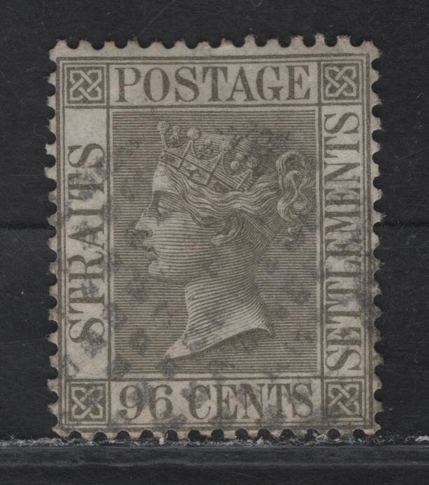 Lot 48A Malaya - Straits Settlements (C) SG#19 96c Gray Queen Victoria, 1867-1881 Queen Victoria Keyplate Issue, A Fine Used Single, A Very Nice Example, Well Centered For This Issue & Moderate Cancel