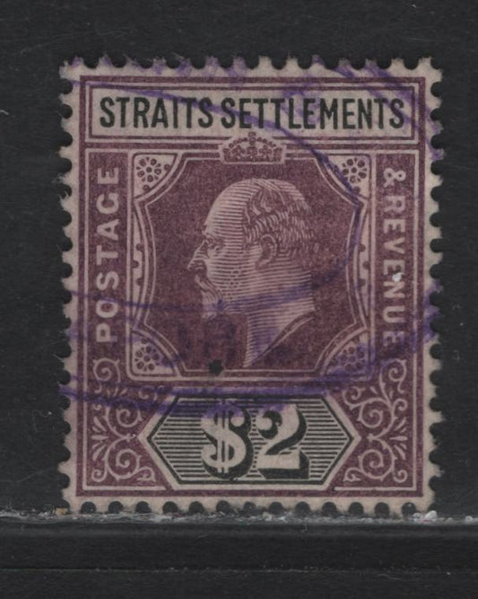 Lot 50 Malaya - Straits Settlements (C) SG#137 $2 Dull Purple & Black King Edward VII, 1904-1910 King Edward VII Issue, A Fine Used Single, Multiple Crown CA Wmk