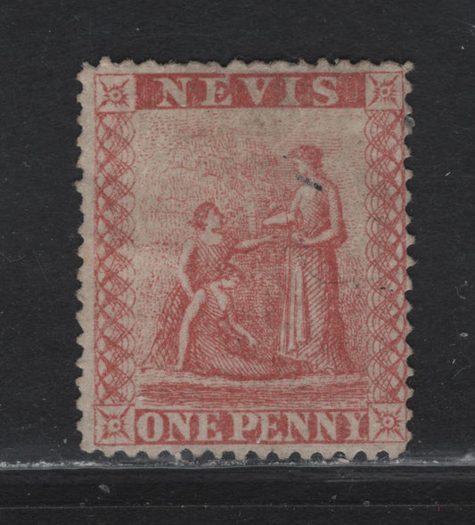 Lot 60 Nevis SG#15 1d Pale Rose Red Medicinal Spring, 1871-1878 Lithographed Medicinal Spring Issue, A Fine Used Single, Perf 15