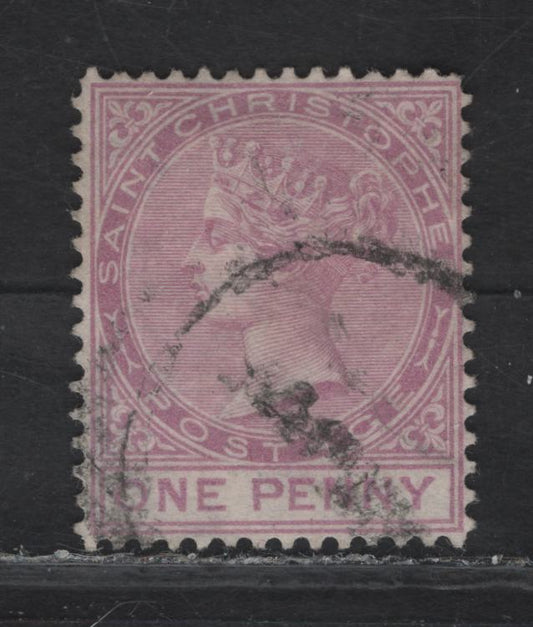 Lot 66 St Christopher (C) SG#6 1d Magenta Queen Victoria, 1870-1882 Queen Victoria Issue, A Very Fine Used Single, Crown CC Wmk