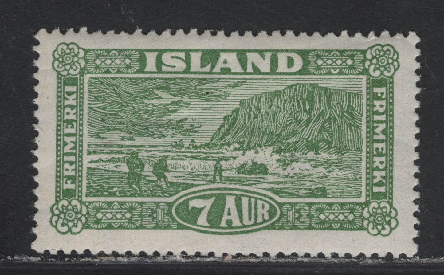Iceland SC#144 7a Yellow Green Postal Service, 1925 Postal Services Issue, A VFOG Single