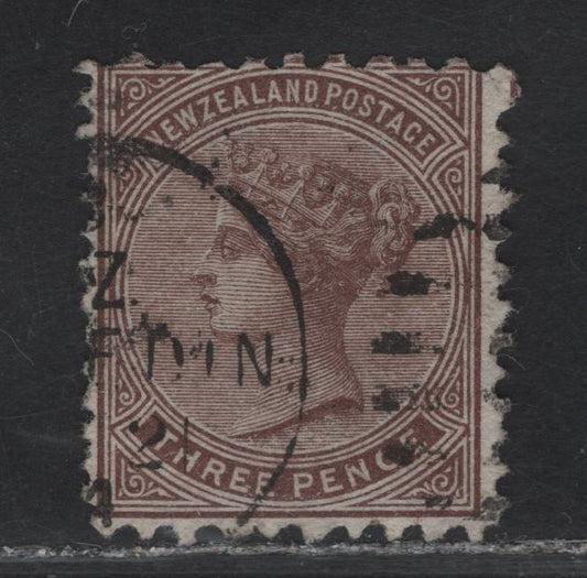 Lot 78 New Zealand (C) SG#161 3d Brown Queen Victoria, 1874-1878 Queen Victoria Sidefaces Issue, A Fine Used Single, Perf 10x12.5