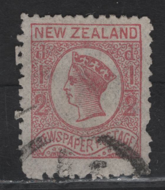 Lot 83B New Zealand (C) SG#147 1/2d Pale Dull Rose Queen Victoria, 1873 Newspaper Issue, A Very Good Used Single, Unwatermarked, Perf 12.5, Pulled Perf.