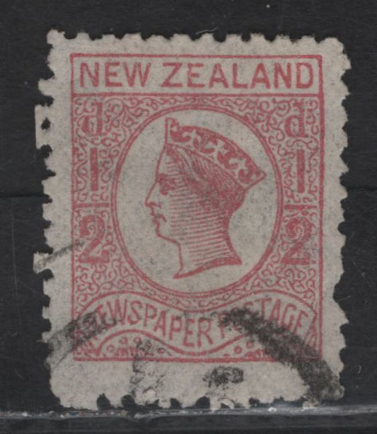Lot 83B New Zealand (C) SG#147 1/2d Pale Dull Rose Queen Victoria, 1873 Newspaper Issue, A Very Good Used Single, Unwatermarked, Perf 12.5, Pulled Perf.