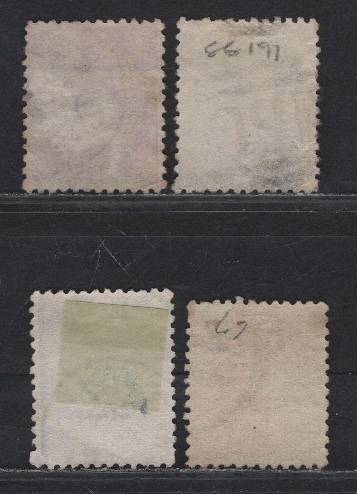 Lot 84 New Zealand (C) SG#188, 188d, 191, 193 2d - 1/- Lilac - Red Brown Queen Victoria, 1882-1900 Queen Victoria Issue, 4 Very Good/Very Fine Used Singles, Dies 1 & 2, Perf 12x11.5, Horizontal Wove Paper, 6d With Shallow Thin.