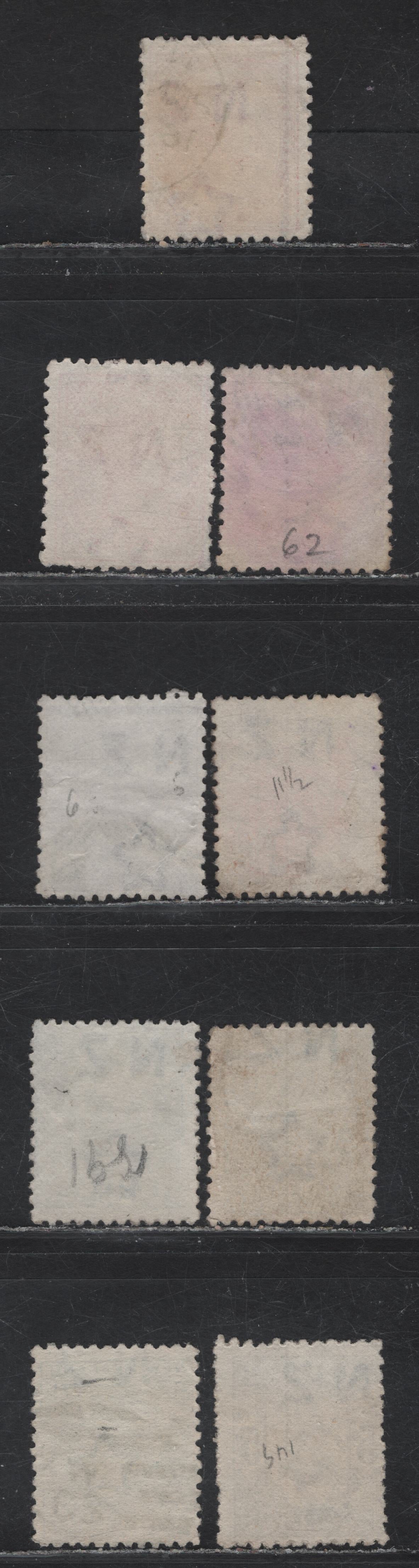 Lot 85 New Zealand (C) SG#195, 196-196a, 197, 199, 200, 195b 1d - 5d Rose - Olive Black Queen Victoria, 1888-1895 Queen Victoria Issue, 9 Fine/Very Fine Used Singles, Dies 2 & 3, Perf 12x11.5, Vertical Wove Paper.