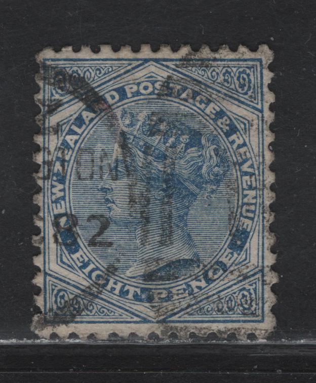Lot 87 New Zealand (C) SG#192 8d Blue Queen Victoria, 1882-1886 Queen Victoria Sidefaces Issue, A Very Fine Used Single, Perf 12x11.5, Horizontal Wove Paper