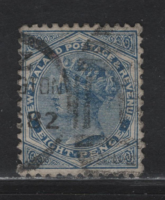Lot 87 New Zealand (C) SG#192 8d Blue Queen Victoria, 1882-1886 Queen Victoria Sidefaces Issue, A Very Fine Used Single, Perf 12x11.5, Horizontal Wove Paper