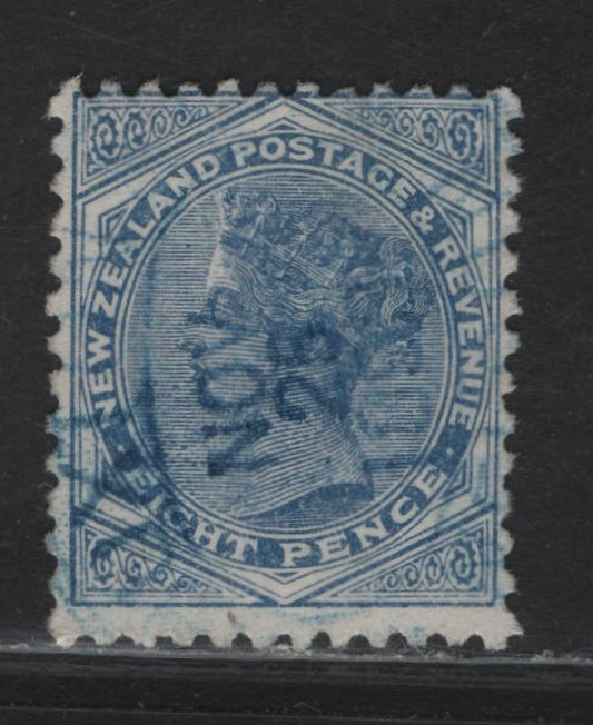 Lot 88 New Zealand (C) SG#202 8d Blue Queen Victoria, 1888-1895 Queen Victoria Sidefaces Issue, A Fine Used Single, Perf 12x11.5, Vertical Wove Paper