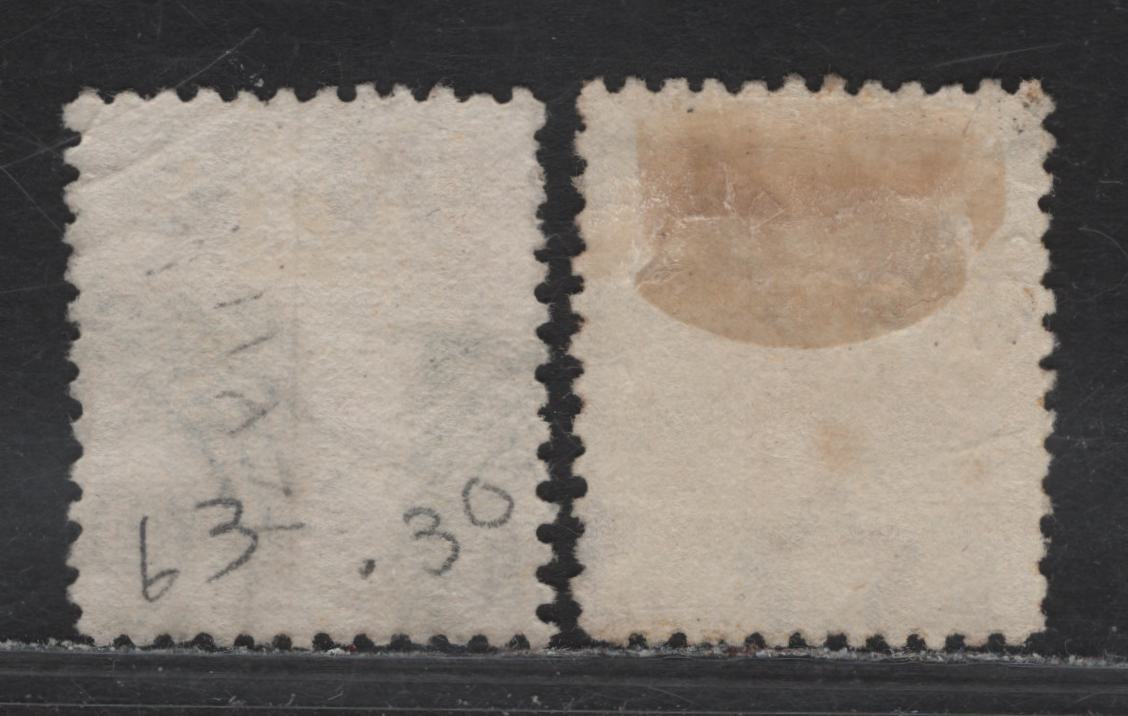 Lot 90 New Zealand (C) SG#198, 189 3d Yellow & Yellow Orange Queen Victoria, 1882-1895 Queen Victoria Sidefaces Issue, 2 Fine Used Singles, Perf 12x11.5, Horizontal & Vertical Wove Papers, Small Corner Crease On #189.