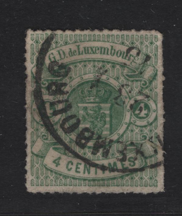 Lot 10 Luxembourg SC#16 4c Green Arms, 1865-1871 Arms Issue, A Very Fine Used Single