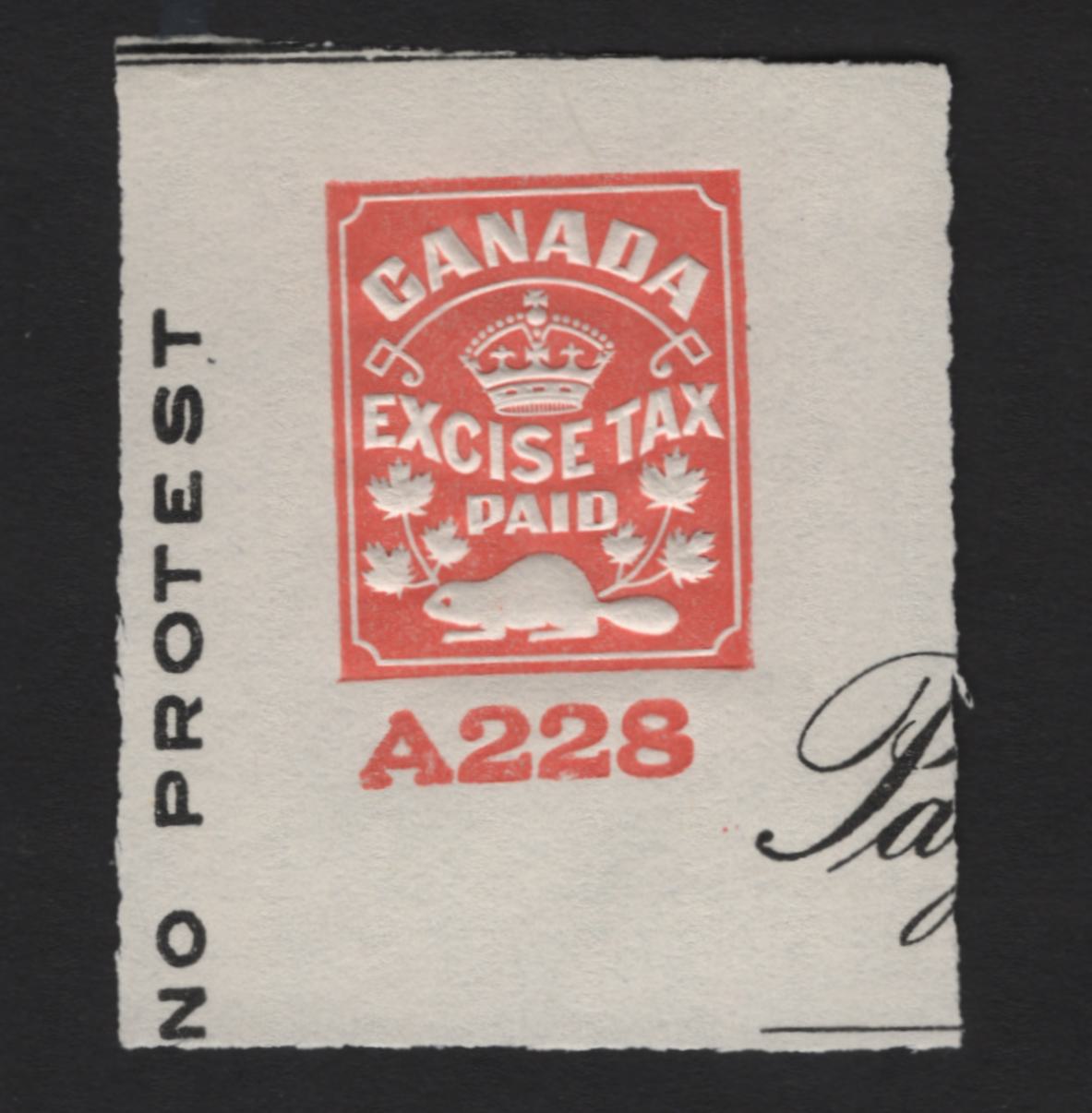 Lot 103 Canada (C) Van Dam#FCH2 2c Red Excise Tax, 1915-1953 Embossed Cheque Issue, A Very Fine Unused Single