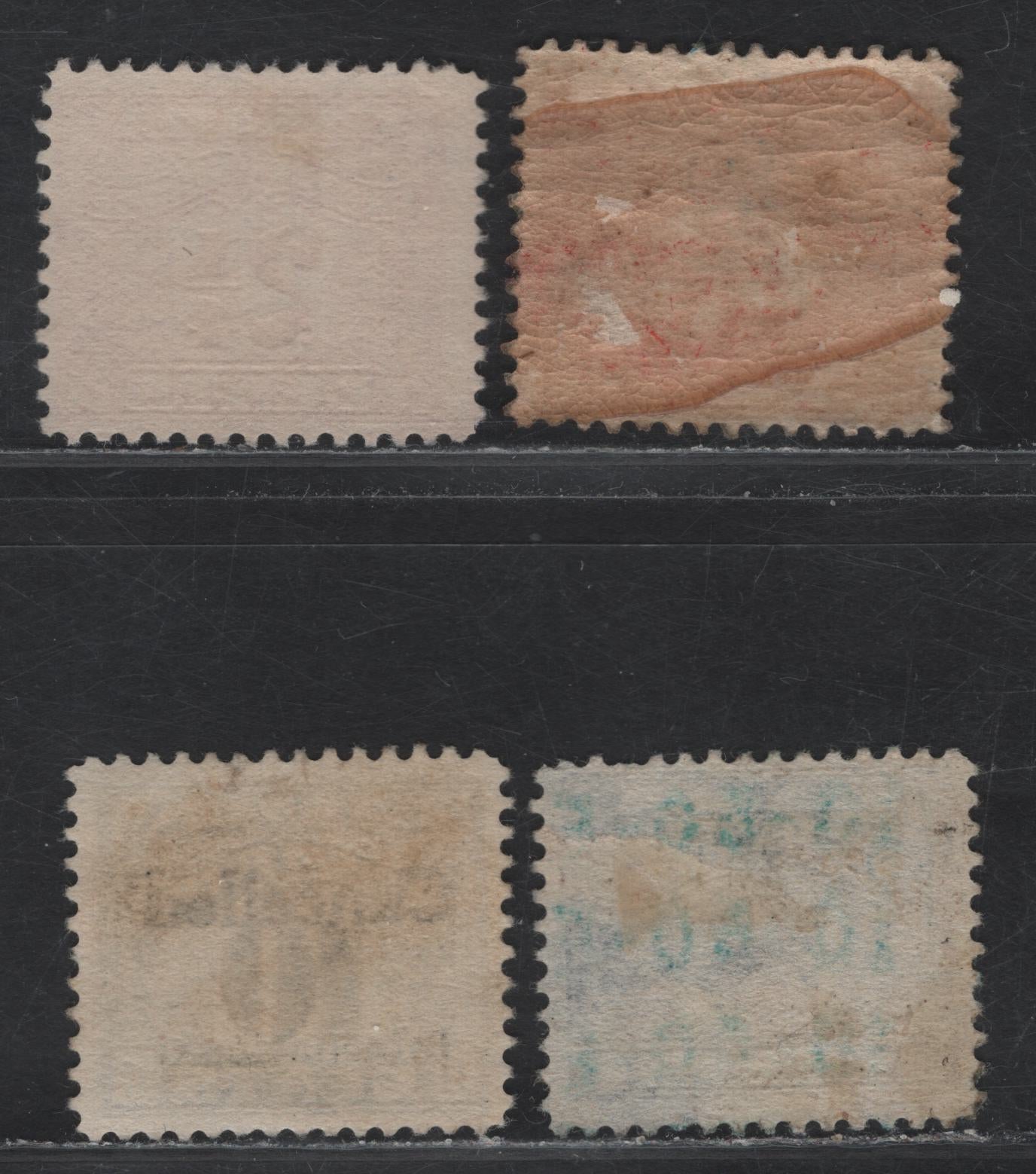 Lot 106 Canada (C) Van Dam#FX37, FX35, FX41-42 3/16c - 10c Carmine - Blue Numerals, 1915-1928 Two Leaf Excise Tax Issue, 4 Fine/Very Fine Used Singles