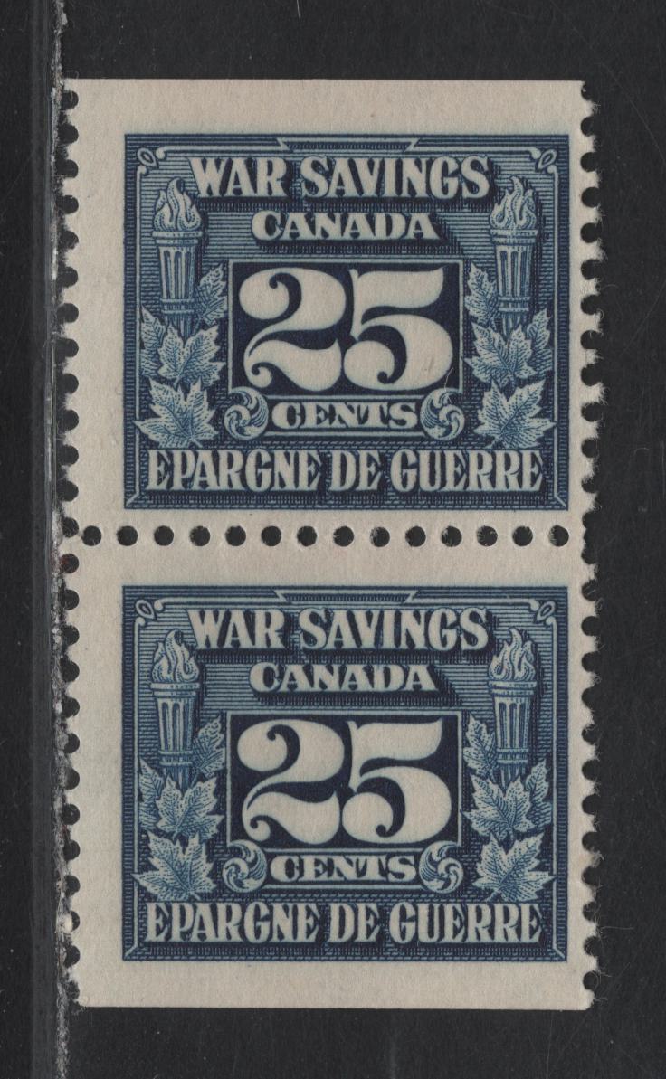Lot 115 Canada (C) Van Dam#FWS5 25c Blue Numeral, 1940-1941 War Savings Issue, A FNH Vertical Pair, Yellow Gum