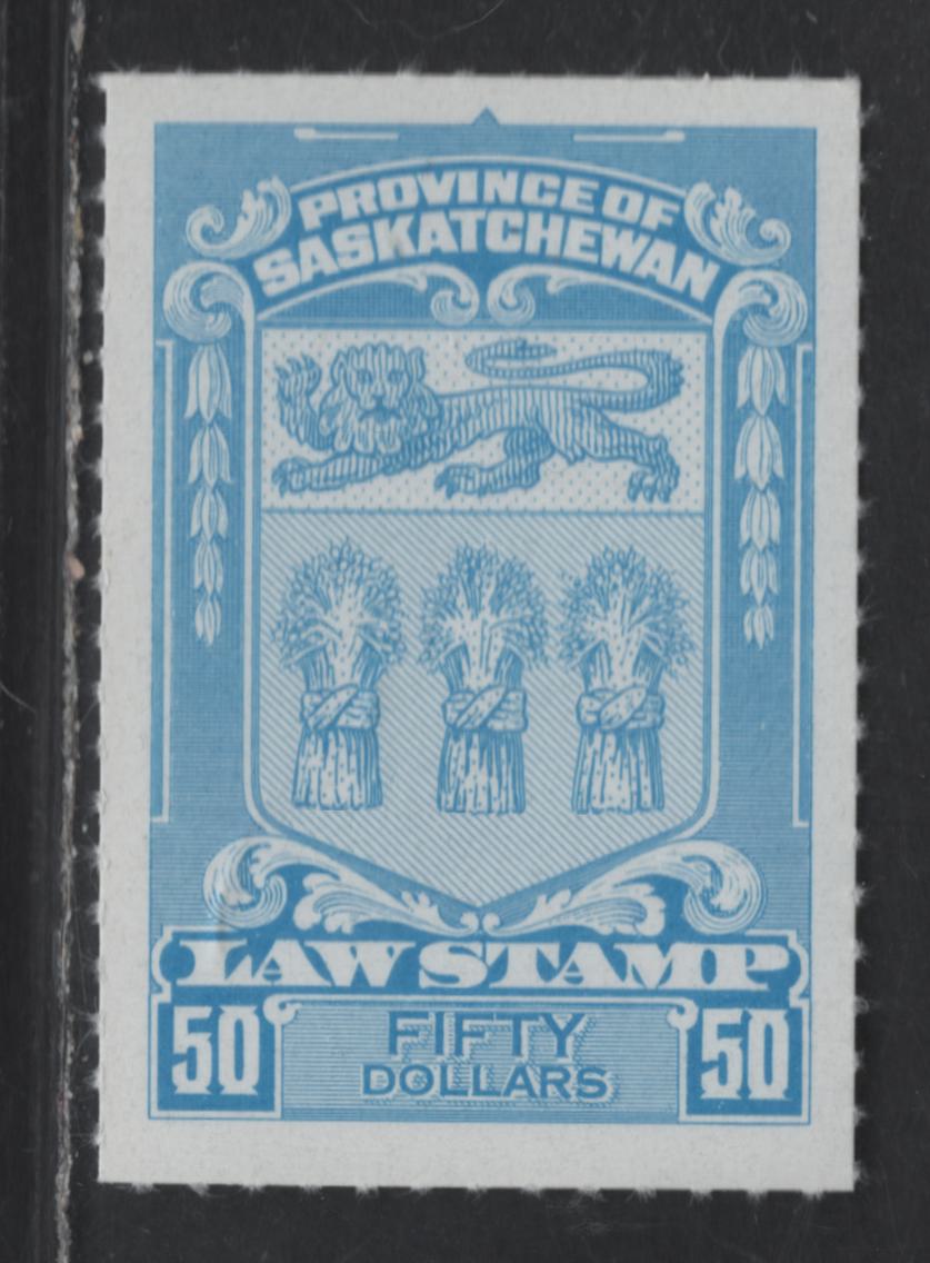 Canada (C) Van Dam#SL78 $50 Light Blue Arms, 1868 Rouletted 4th Law Issue, A VFNH Single