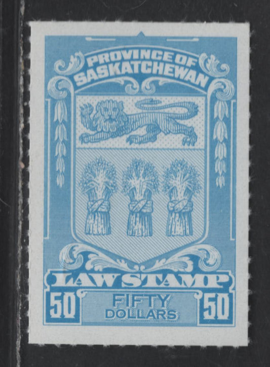 Canada (C) Van Dam#SL78 $50 Light Blue Arms, 1868 Rouletted 4th Law Issue, A VFNH Single