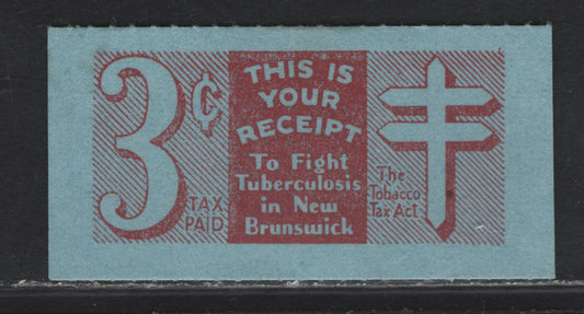 Lot 143 Canada (C) Van Dam#NBT9 3c Blue Tobacco Tax, 1940 Lorraine Cross Tobacco Tax Issue, A Very Fine Unused Single