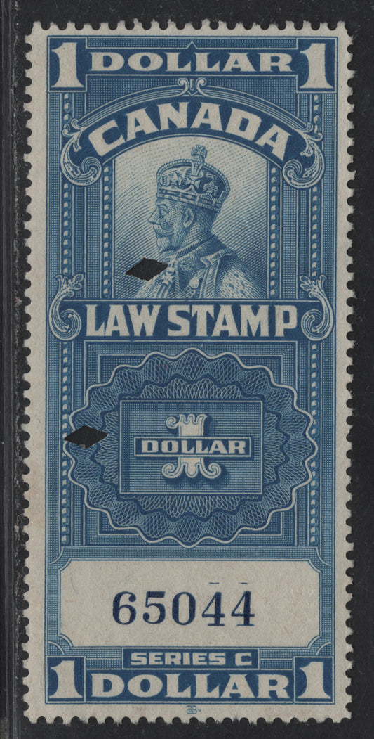 Lot 153 Canada (C) Van Dam#FSC18 $1 Blue KingGeorge V, 1935 Federal Supreme Court Law Issue, A Very Fine Used Single
