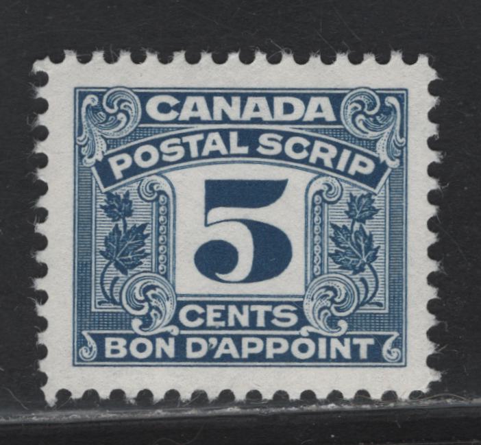 Lot 163 Canada (C) Van Dam#FPS27 5c Blue Numeral, 1967 Second Postal Scrip Issue, A VFOG Single, DF1 Paper