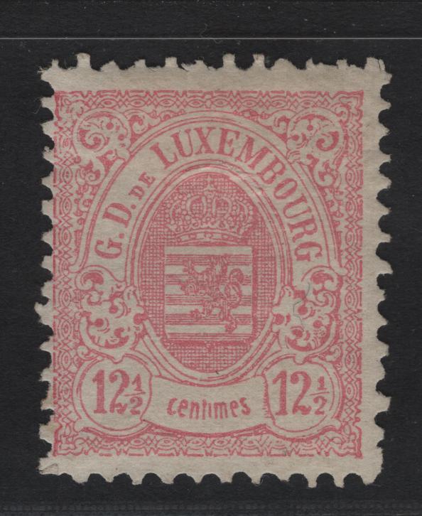 Lot 18 Luxembourg SC#44c 12.5c Rose Arms, 1880-1881 Arms Issue, A FOG Single, Haarlem Printing, Wide Margins, Perf 11.5x12.
