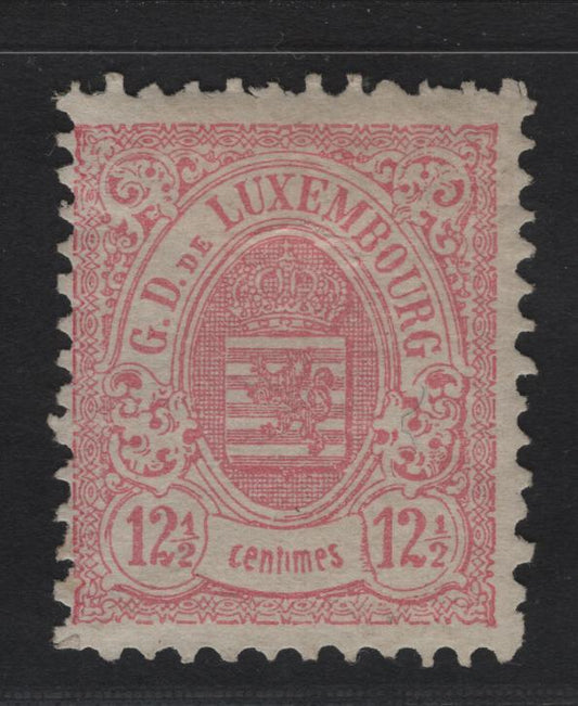Lot 18 Luxembourg SC#44c 12.5c Rose Arms, 1880-1881 Arms Issue, A FOG Single, Haarlem Printing, Wide Margins, Perf 11.5x12.