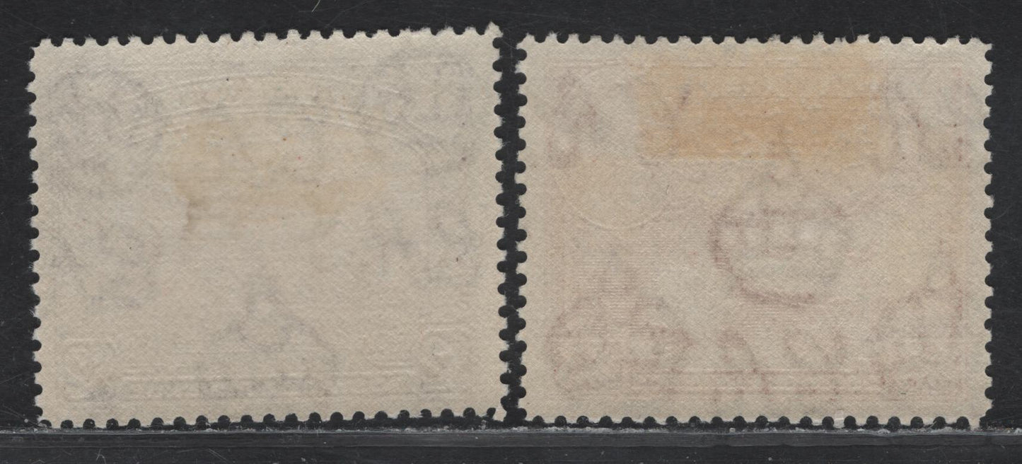 Lot 206 British Guiana (C) SG#318-319 $2 - $3 Purple -Red Brown King George VI, 1938-1952 KGVI Pictorial Definitives, 2 VFOG Singles, Perf 12.5, 1945 Printings