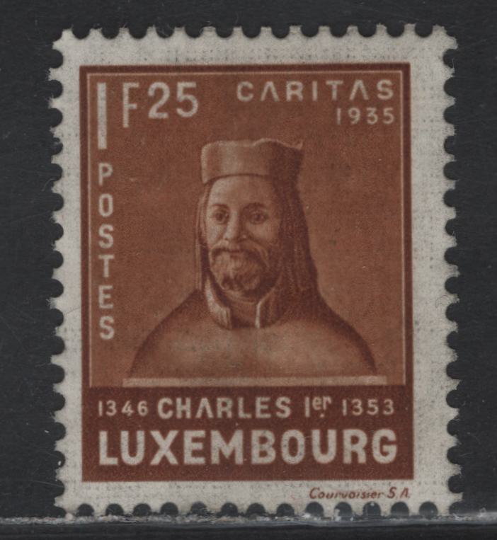 Lot 21 Luxembourg SC#B71 1.25fr+75c Orange Brown Charles I, 1935 Semi Postal Issue, A FPOG Single