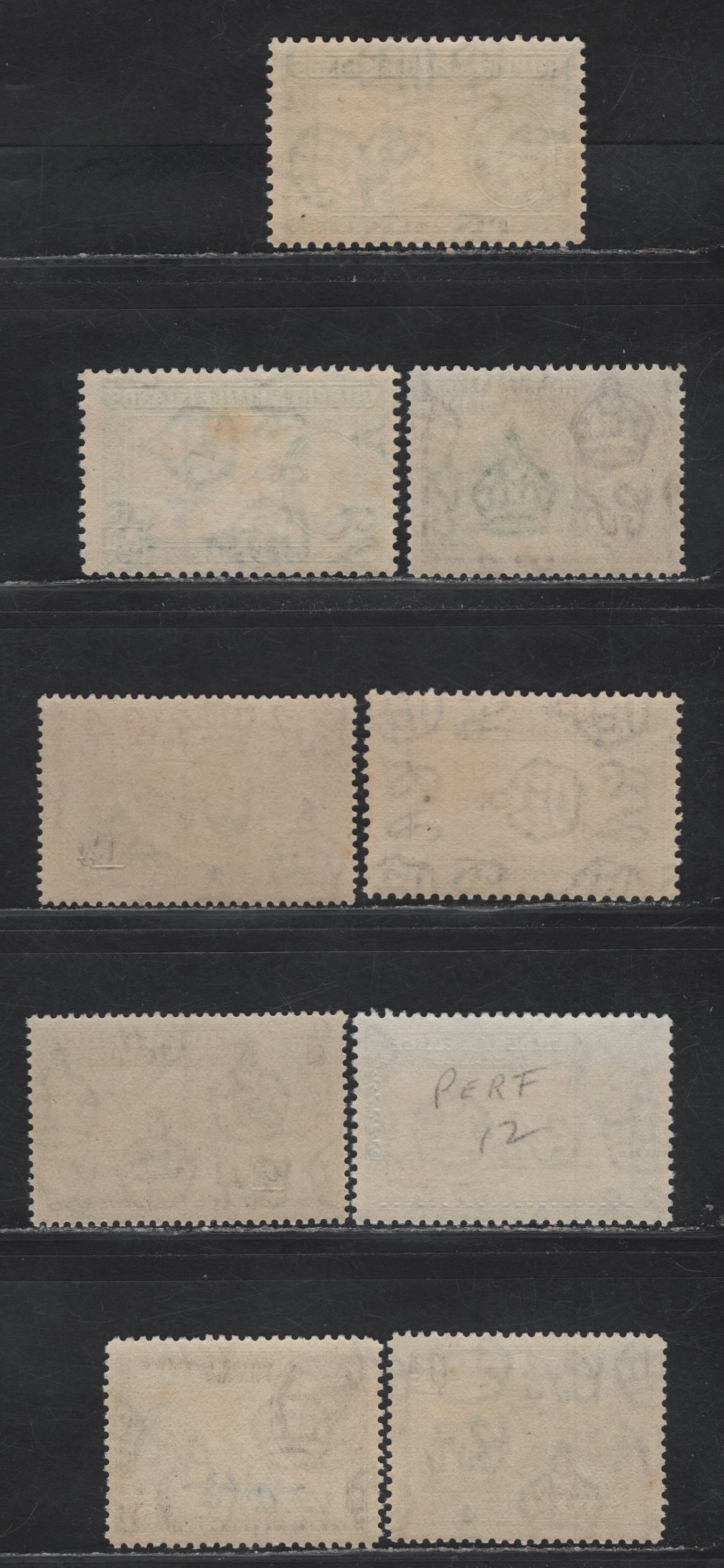 Lot 220 Gilbert & Ellice Islands (C) SG#43-47, 48a, 49a, 50 1/2d - 6d  1939-1955 KGVI Pictorial Issue, 9 F/VFNH/OG Singles, Includes 2 Printings Of 1/2d, Generally These Are All Wartime Or Post-War Printings, All NH Except 1d & 2d.