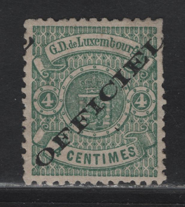 Lot 22 Luxembourg SC#O13 4c Green Arms Official, 1875-1876 Official Overprinted Arms Issue, A VFOG Single, Luxemboug Printings