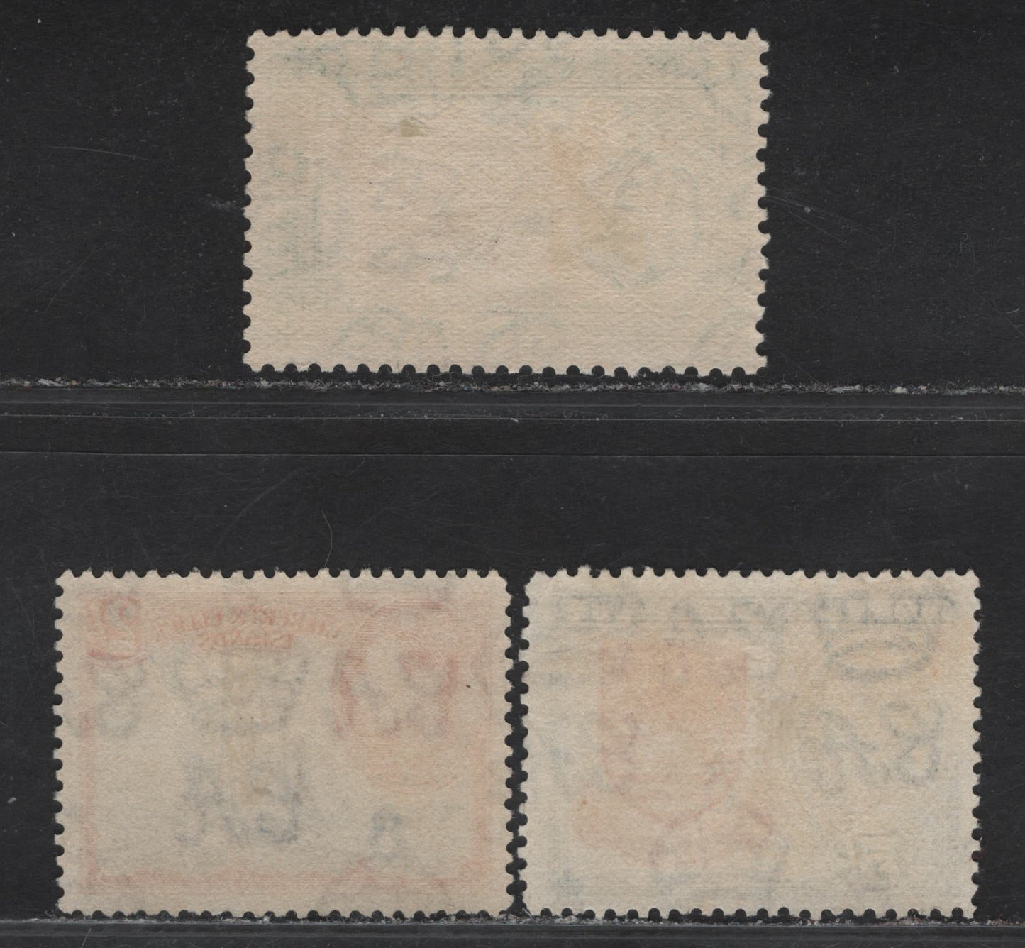 Lot 223 Gilbert & Ellice Islands (C) SG#52-54 2/- - 5/- Deep Ultramarine & Orange Red - Deep Rose Red & Royal Blue King George VI, 1939-1955 KGVI Pictorial Issue, 3 Fine/Very Fine Used Singles
