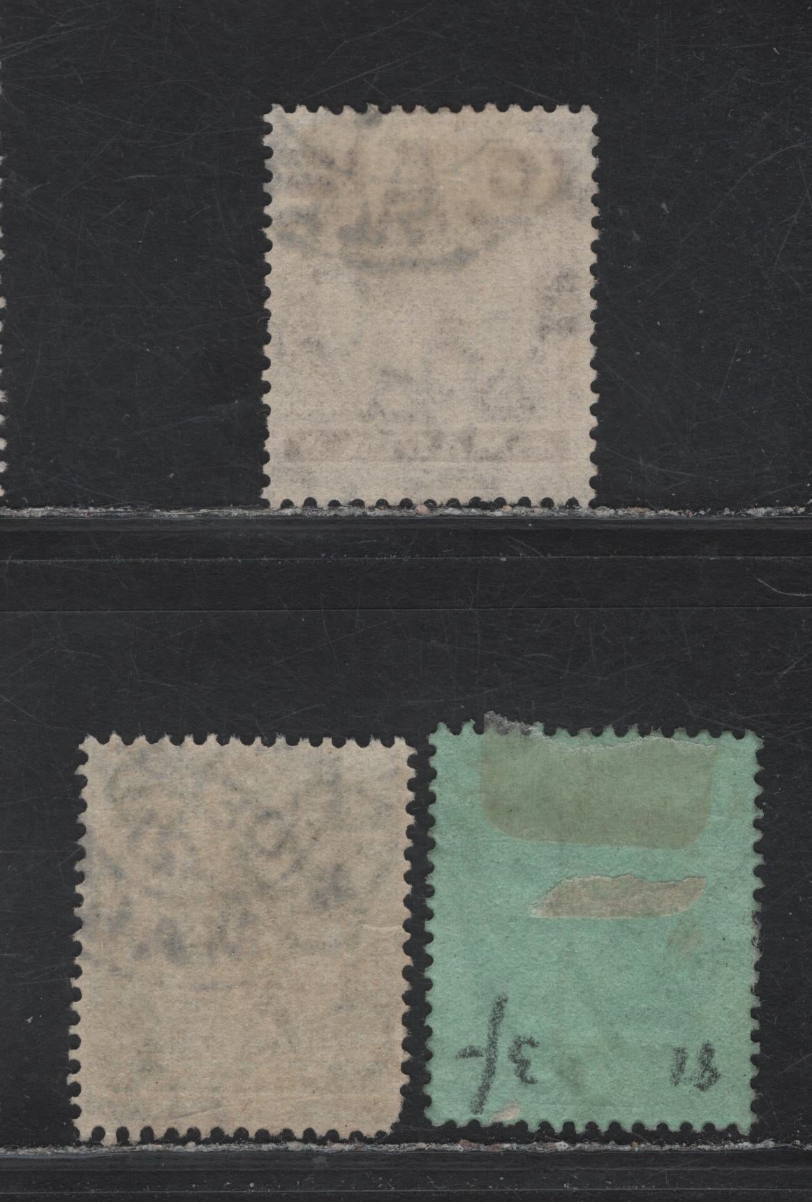 Lot 236 Malta (C) SG#69a, 71a, 81a 1/4d - 1/- Deep brown - Black on Green with Green Back King George V, 1914-1921 KGV Keyplates Issue, 3 Fine/Very Fine Used Singles, Multiple Script CA Wmk
