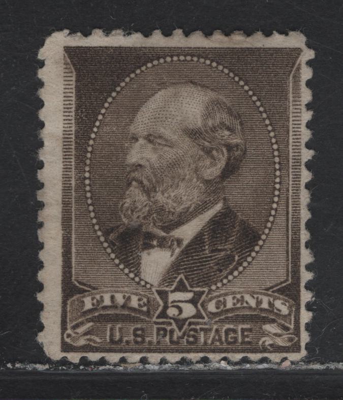 Lot 25 United States SC#205 5c Gray Brown Garfield, 1882 Garfield Memorial Issue, A Fine Unused Single, Perf At Top Creased