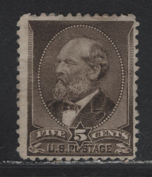Lot 25 United States SC#205 5c Gray Brown Garfield, 1882 Garfield Memorial Issue, A Fine Unused Single, Perf At Top Creased