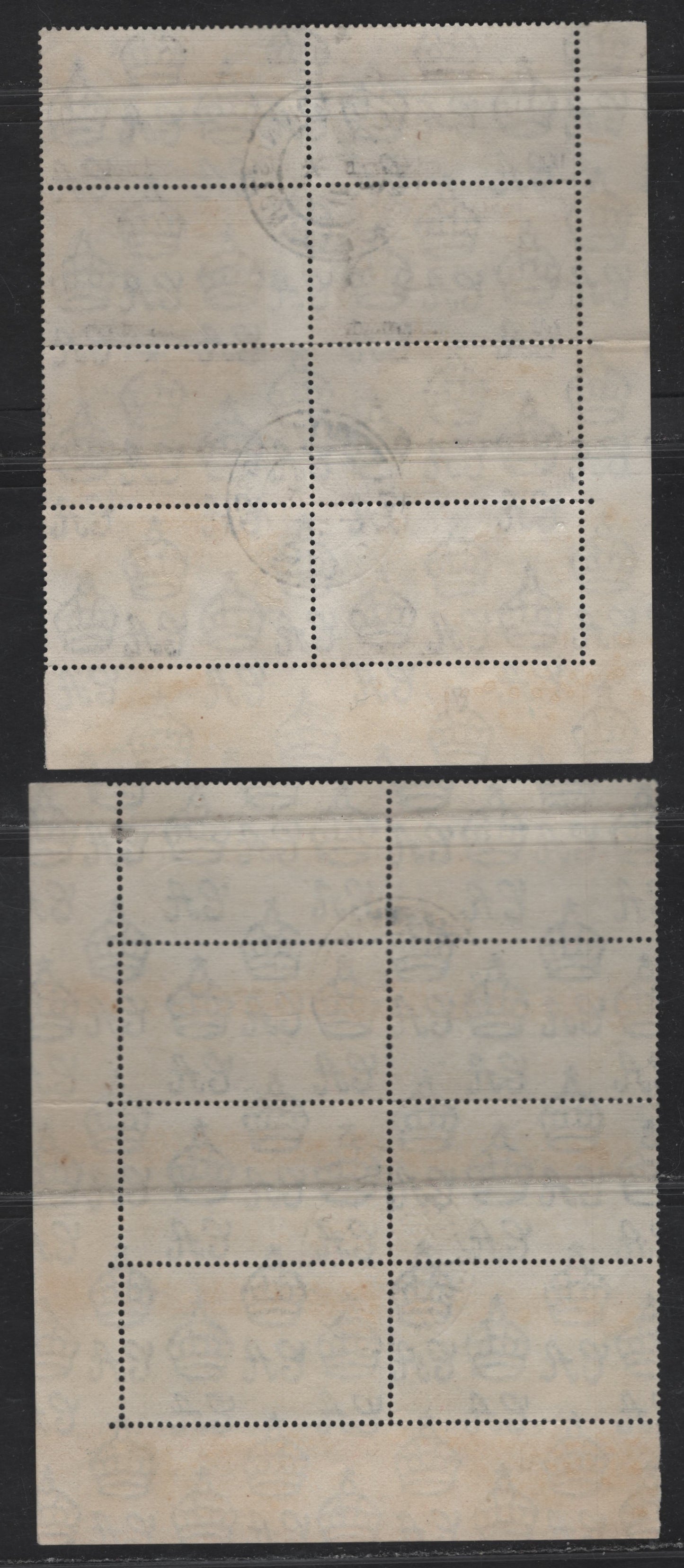 Lot 263 Jamaica (C) SG#141-142 1.5d - 3d Purple Brown & Blue Victory, 1946 Victory Issue, 2 Very Fine Used Plate Blocks Of 8, Perf 14