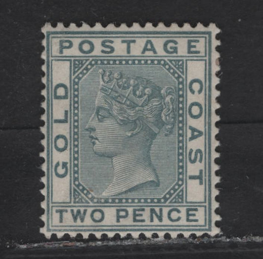 Lot 28 Gold Coast SG#13b 2d Slate Queen Victoria, 1854-1891 Queen Victoria Keyplate Issue, A VFOG Single, Crown CA Wmk