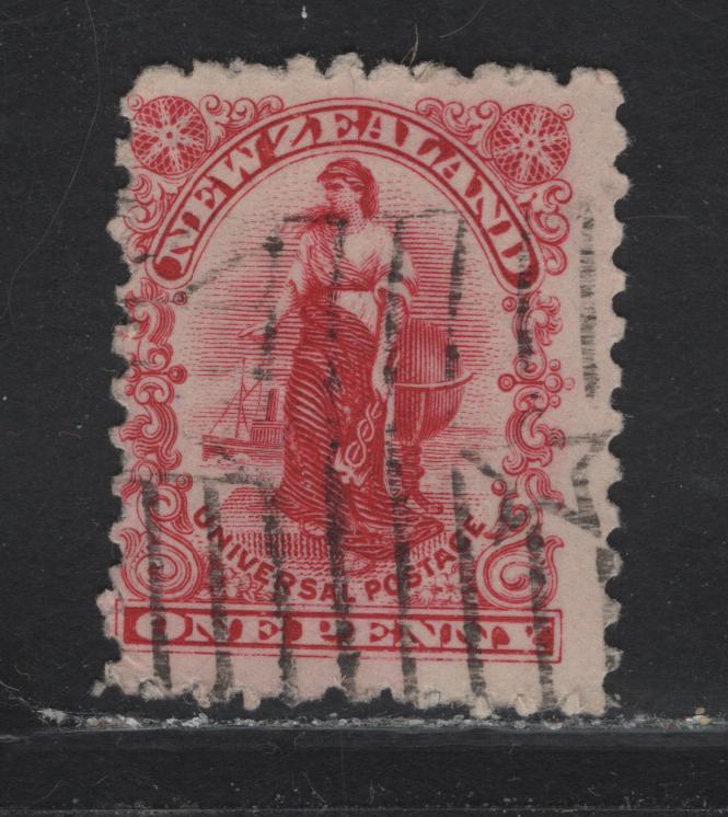 Lot 288 New Zealand (C) SG#286 1d Carmine Zealandia, 1901 Universal Penny Postage Issue, A Very Good Used Single, Thin Basted Mills Paper With Vertical Mesh, Perf 11, Double Lined Star & NZ Wmk.
