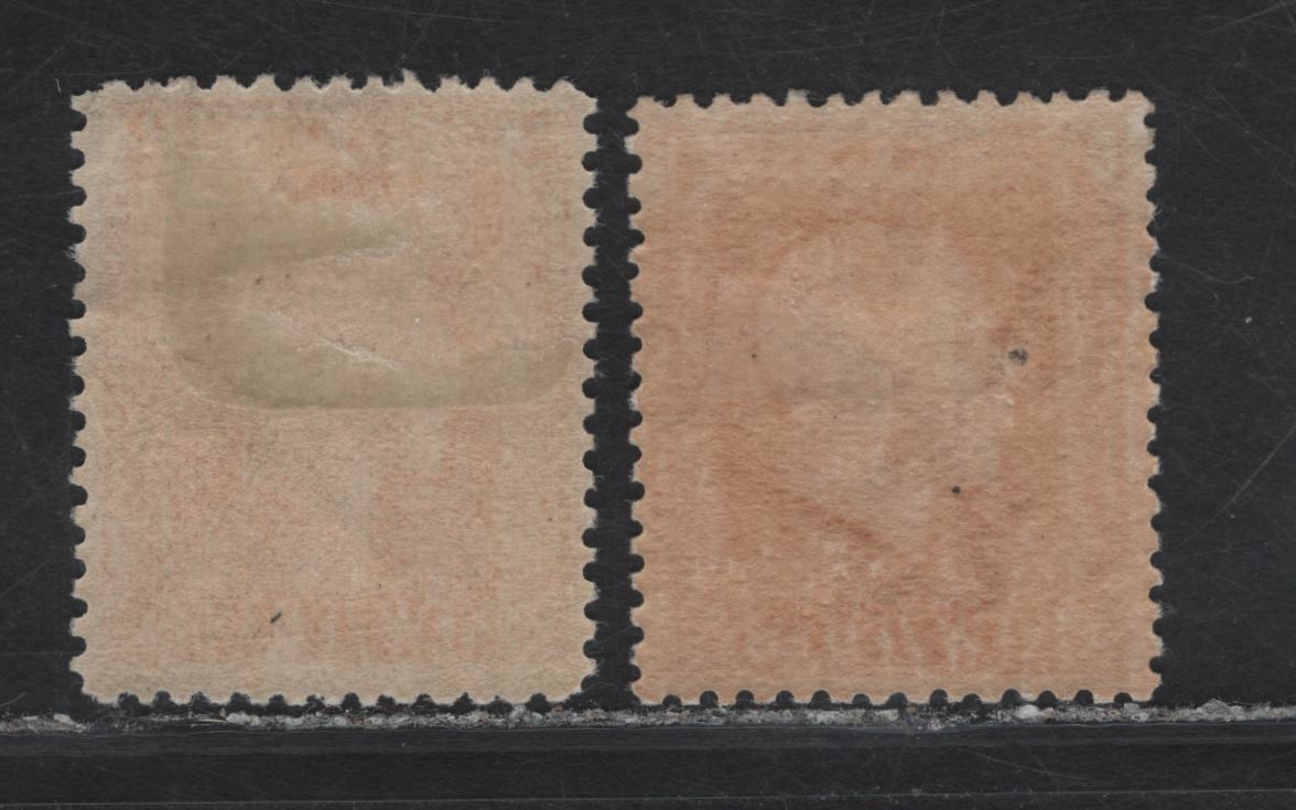 Lot 299 New Zealand (C) SG#421, 432 4d - 2d Yellow King George V, 1915-1930 KGV Sideface Issue, 2 FOG Singles, Line Perf 14, Widely Spaced Wmk