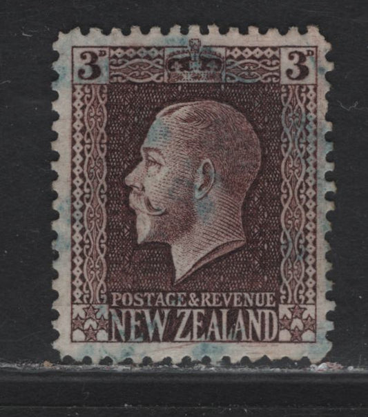 Lot 300 New Zealand (C) SG#433 3d Chocolate King George V, 1915-1930 KGV Sideface Issue, A VFNH Single, Line Perf 14, Widely Spaced Wmk