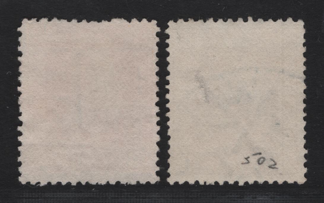 Lot 304 New Zealand (C) SG#451, 451b 2d Yellow King George V, 1915-1933 King George V Keyplates Issue, 2 Fine Used Singles, Wiggins Teape Paper, Perfs 14 & 14x15, Small Thin On 14x15.
