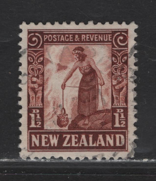 Lot 318 New Zealand (C) SG#579 1.5d - 9d Red Brown Maori Woman, 1936-1947 Pictorial Issue, A Very Fine Used Single, Multiple Star & NZ Wmk