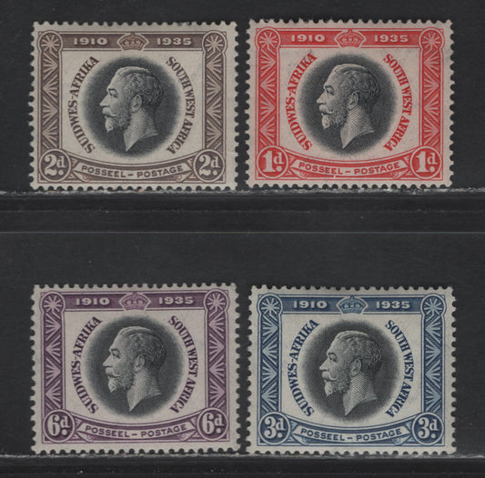 Lot 31A South West Africa SG#88-91 1d - 6d Black & Scarlet - Black & Purple King George V, 1935 Silver Jubilee Issue, 4 F/VFOG Singles