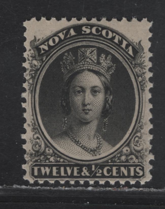 Lot 32 Nova Scotia #13 12.5c Black Queen Victoria, 1860 Queen Victoria Issue, A FNH Single, Perf 12x11.75, Paper Cents-G