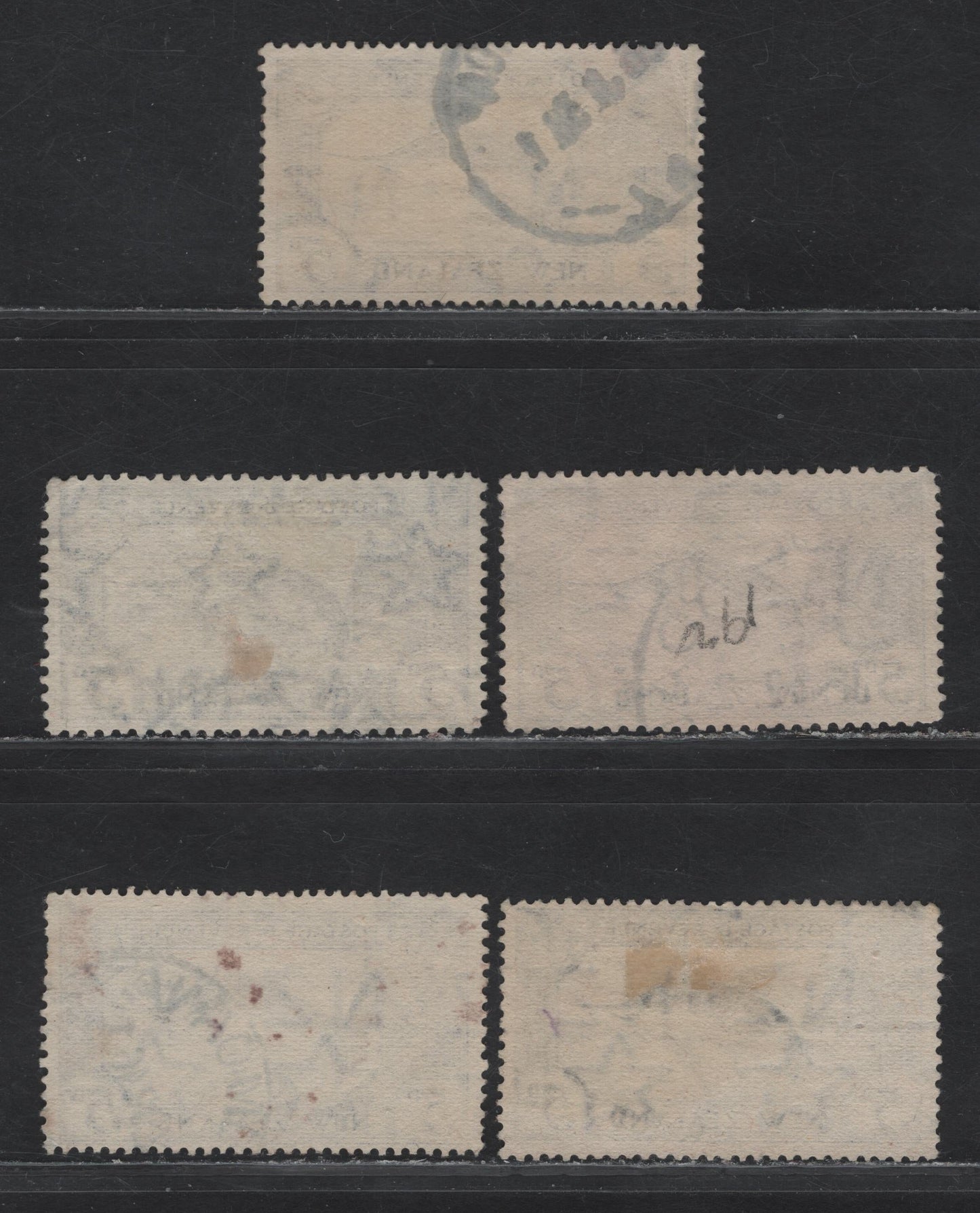 Lot 323 New Zealand (C) SG#584, 584b, 584c 5d Ultramarine Striped Marlin, 1936-1947 Pictorial Issue, 3 Fine/Very Fine Used Singles, Includes Two Different Shades Each of The Last 2 Perfs