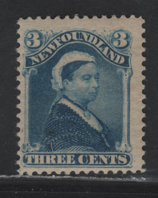 Lot 33 Newfoundland #49 3c Blue Queen Victoria, 1880-1896 4th Cents Issue, A FOG Single, Paper Cents-VV, Perf 11.9x12