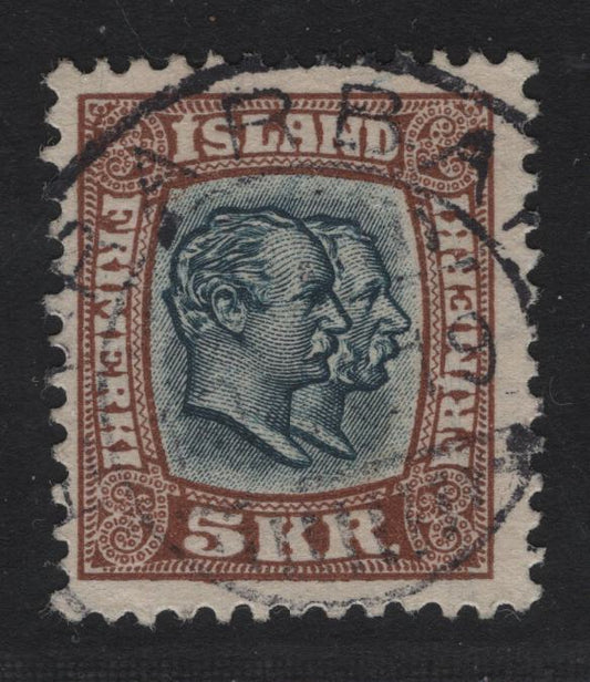Lot 5 Iceland SC#85 8k Brown & Slate King Christian IX & Frederik VIII, 1907-1908 King Christian IX & Frederik VIII Issue, A Fine Used Single