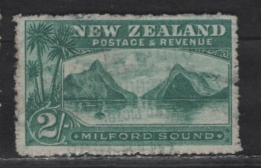 Lot 58 New Zealand (C) SG#316 2/- Green Milford Sound, 1902-1907 Pictorial Issue, A Fine Used Single, Perf 14, Star & NZ Wmk